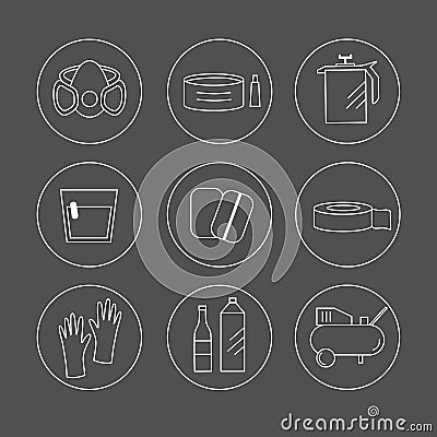 Icon set painterâ€™s equipments Stock Photo